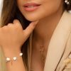 دستبند طلا طرح مروارید دریایی زنانه