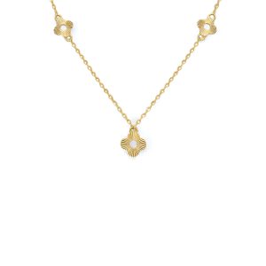 گردنبند ۱۸ عیار گل چهارپر طلایی