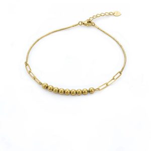 دستبند ۱۸ عیار گوی و زنجیر طرح مینیمال