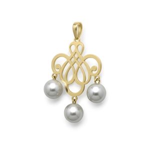 آویز ۱۸ عیار مرواريدي طلايی طرح کلاسیک