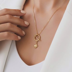 گردنبند ۱۸ عیار طرح ونکلیف زرد