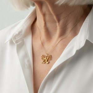 آویز ۱۸ عیار طرح بال اسم مادر